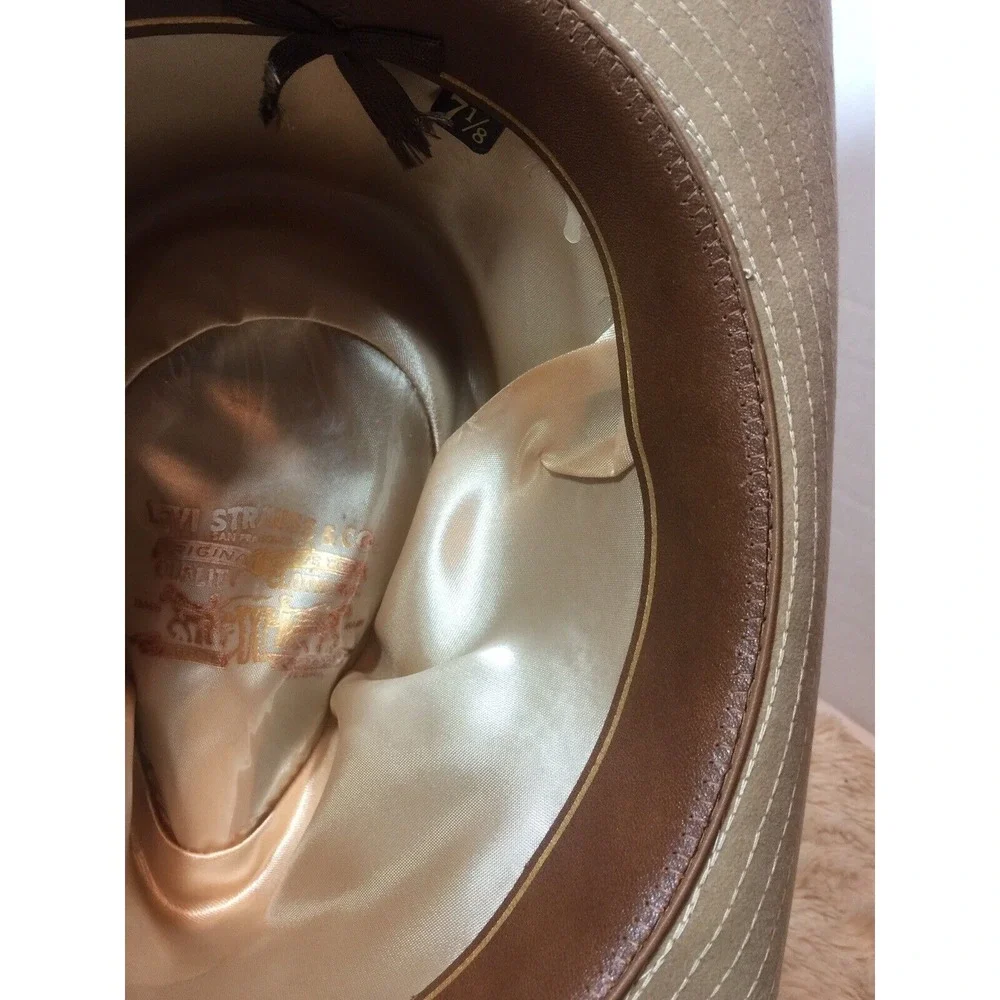 Vtg Levi Strauss Suade Leather Hat 7 1/8‎ Brown Cowboy Hat Nice